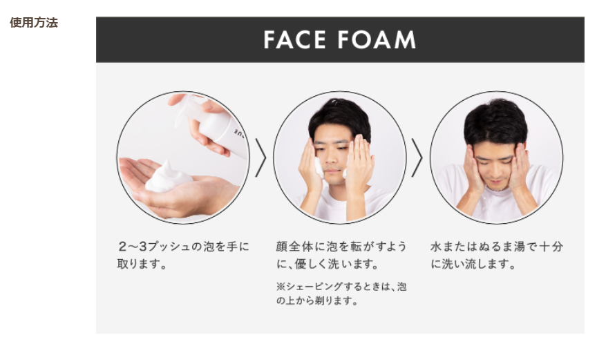 アンビーク洗顔公式サイトの使用方法の画像